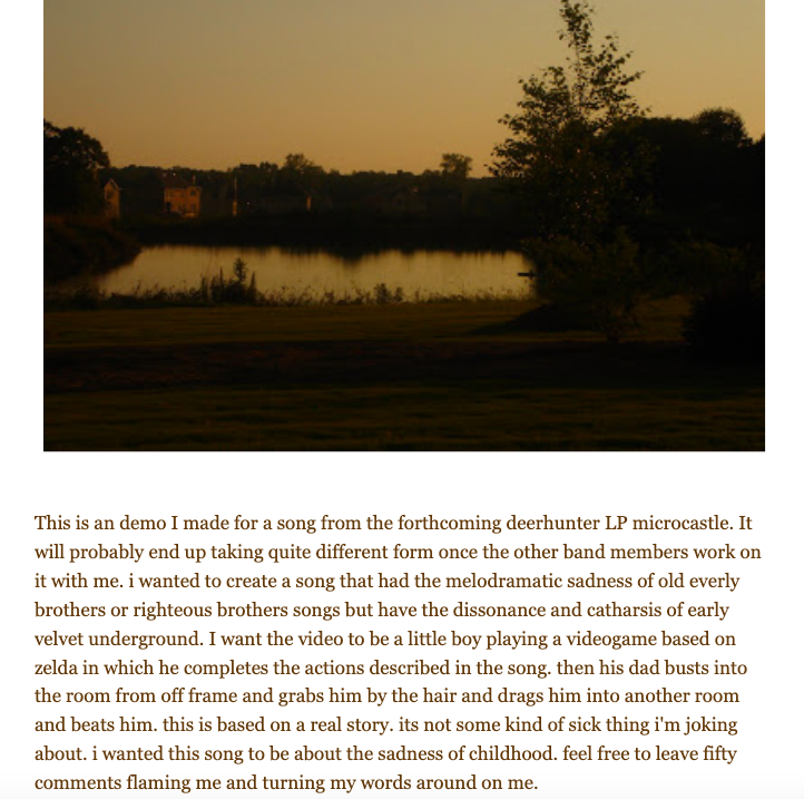 Bradford Cox’s blog entry