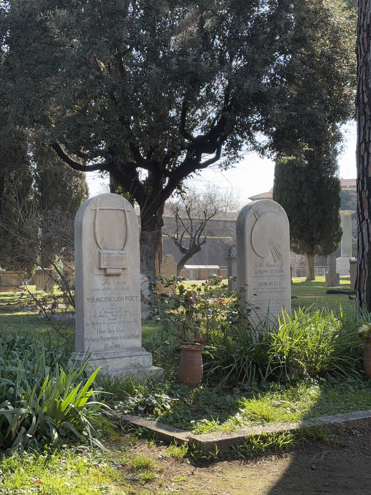 Keats’ grave at the Cimitero Acattolico (February 5th., 2025)