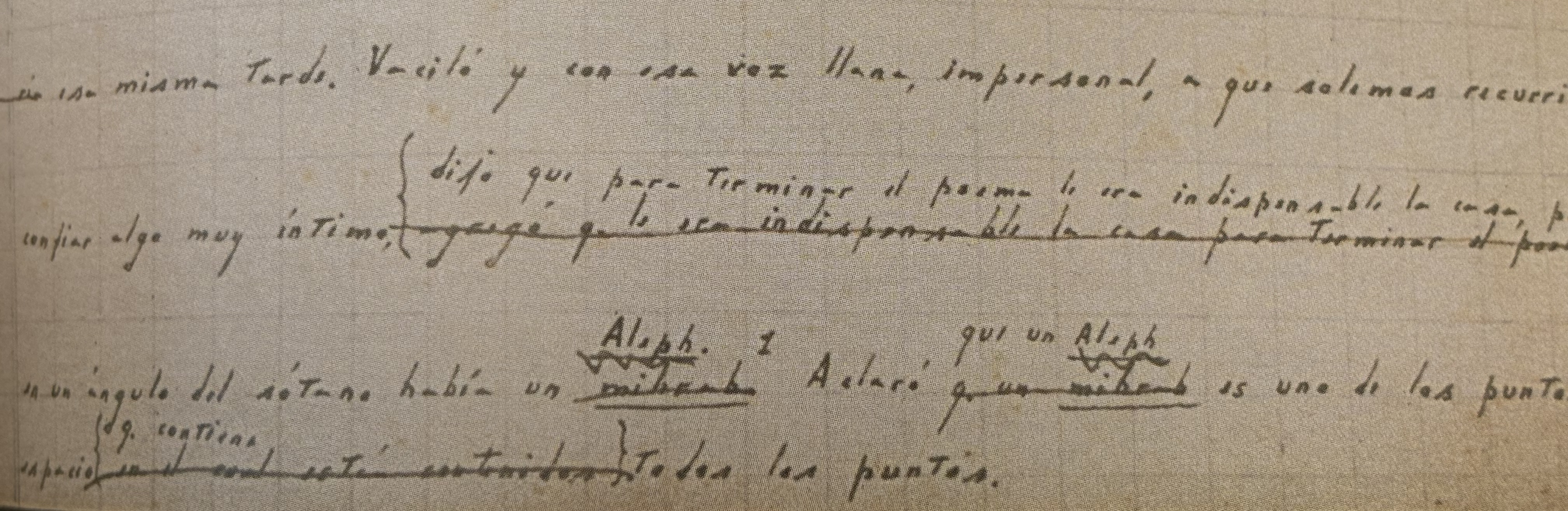 An excerpt from Borges’ manuscript of El Aleph